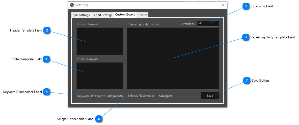 Custom Export Settings