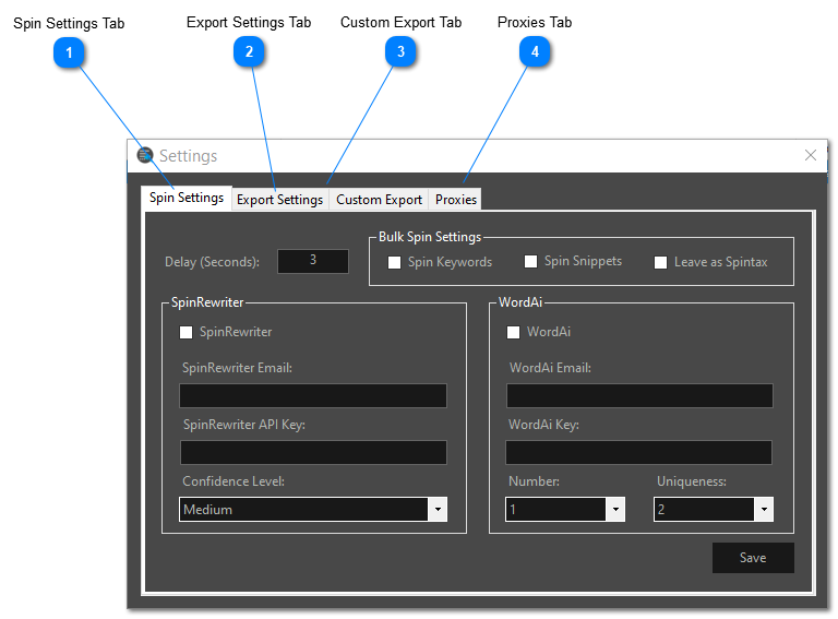 Settings Interface